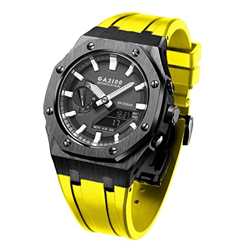 FNDWJ GA2100 MOD Kit für GA2100-4A Metall-Uhrengehäuse, Silikonarmband, 316 Edelstahl, modifiziertes Zubehör, Armband, Lünettenbänder, Einheitsgröße, Achat von FNDWJ