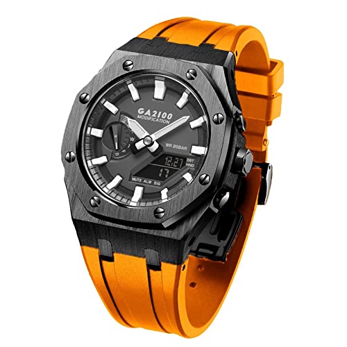 FNDWJ GA2100 MOD Kit für GA2110ET-8A Metall-Uhrengehäuse, Silikonarmband, 316 Edelstahl, modifiziertes Zubehör, Armband, Lünettenbänder, Einheitsgröße, Achat von FNDWJ