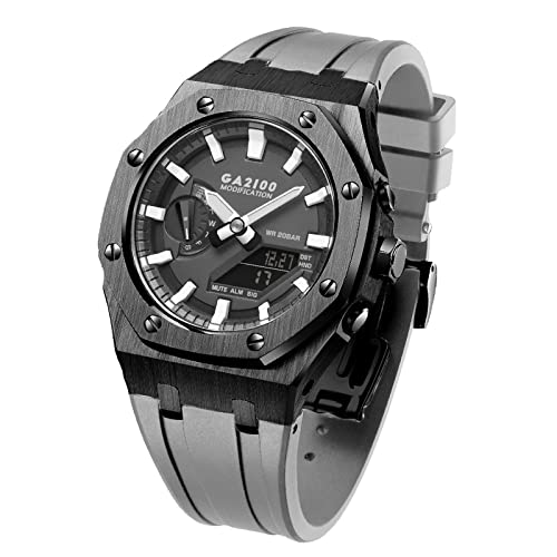 FNDWJ GA2100 MOD Kit für GA2110ET-8A Metall-Uhrengehäuse, Silikonarmband, 316 Edelstahl, modifiziertes Zubehör, Armband, Lünettenbänder, Einheitsgröße, Achat von FNDWJ