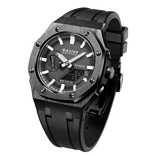 FNDWJ GA2100 MOD Kit für GA2110SU-9A Metall-Uhrengehäuse, Silikonarmband, 316 Edelstahl, modifiziertes Zubehör, Armband, Lünettenbänder, Einheitsgröße, Achat von FNDWJ