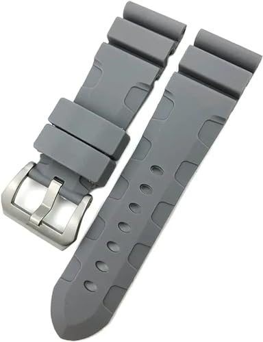FNDWJ Gummi-Armband, 24 mm, 26 mm, Silikon-Uhrenarmband, passend für Panerai Submersible Luminor PAM, grün, blau, wasserdichtes Armband(Gray pin,24mm) von FNDWJ