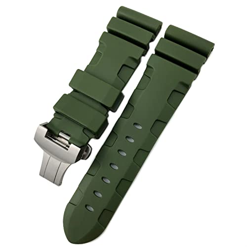 FNDWJ Gummi-Uhrenarmband, 22 mm, 24 mm, 26 mm, Silikon-Uhrenarmband für Panerai Submersible Luminor PAM wasserdichtes Armband, 24mm black buckle, Achat von FNDWJ