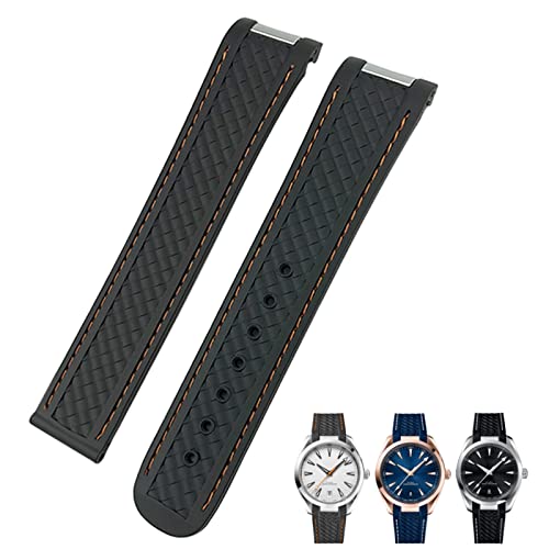 FNDWJ Gummi-Uhrenarmband mit gebogenem Ende, 19 mm, 20 mm, passend für Omega Seamaster 300 AT150 Aqua Terra 8900 Speedmaster Silikon-Uhrenarmbandwerkzeuge, 19 mm, Achat von FNDWJ