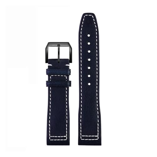 FNDWJ Italienisches Kalbslederarmband für IWC Pilot IW378003 IW328203/205/201 Mark 20 Echtleder-Uhrenarmband 20 21 mm Schnellverschluss-Armband(Blue-black pin,21mm) von FNDWJ