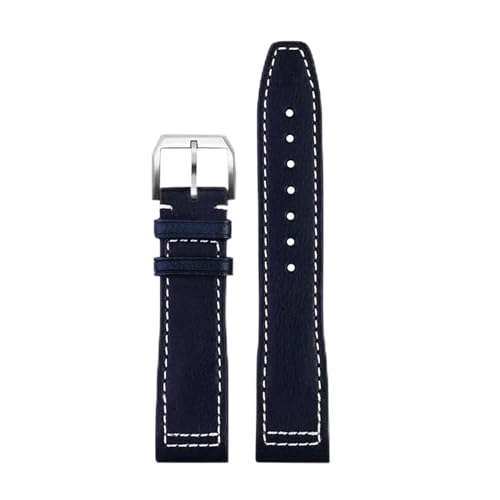 FNDWJ Italienisches Kalbslederarmband für IWC Pilot IW378003 IW328203/205/201 Mark 20 Echtleder-Uhrenarmband 20 21 mm Schnellverschluss-Armband(Blue-silver pin,21mm) von FNDWJ