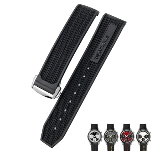 FNDWJ Naturkautschuk 20mm 21mm 22mm Armband für Omega Speedmaster Seamaster 300 Weiches Silikon Moonwatch S Uhrenarmband Herren(Black,22mm) von FNDWJ