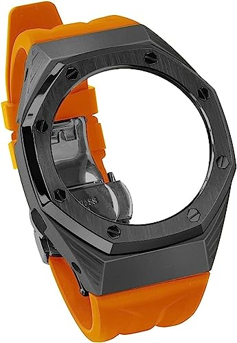 FNDWJ Premium-Edelstahl-Uhrengehäuse, Mod Kit, für GA2100/2110 Ersatzset, Herren-Metallgehäuse, Fluorkautschuk-Armband, Uhrenzubehör, Einheitsgröße, Achat von FNDWJ