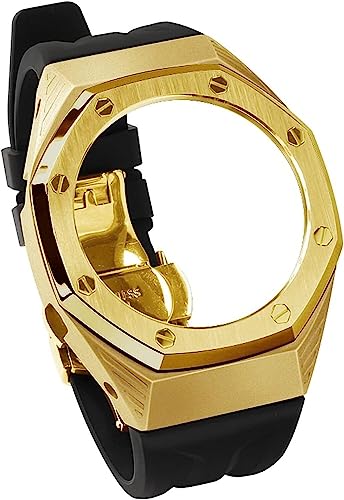 FNDWJ Premium-Edelstahl-Uhrengehäuse, Mod Kit, für GA2100/2110 Ersatzset, Herren-Metallgehäuse, Fluorkautschuk-Armband, Uhrenzubehör, Einheitsgröße, Achat von FNDWJ