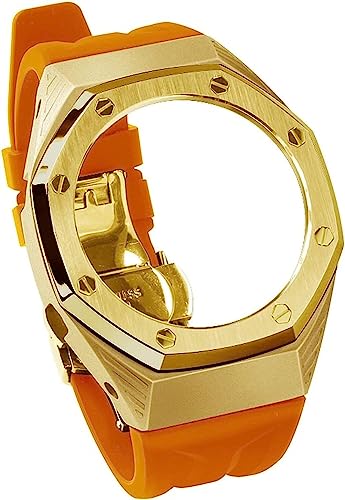 FNDWJ Premium-Edelstahl-Uhrengehäuse, Mod Kit, für GA2100/2110 Ersatzset, Herren-Metallgehäuse, Fluorkautschuk-Armband, Uhrenzubehör, Einheitsgröße, Achat von FNDWJ