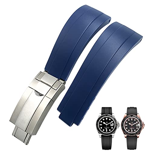 FNDWJ Silikon-Armband mit kurzer Schnalle, 20 mm, 21 mm, passend für Rolex Daytona Submariner Role Oysterflex Yacht Master, 21 mm, Achat von FNDWJ