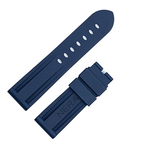 FNDWJ Uhrenarmband aus Fluorkautschuk, 22 mm, 24 mm, Silikon-Uhrenarmband für Panerai-Uhrenarmband (Farbe: Blau, keine Schnalle, Größe: 24 mm) von FNDWJ