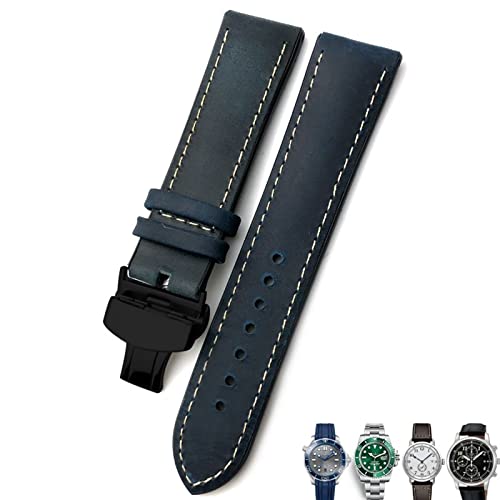 FNDWJ Uhrenarmband aus Leder, 20 mm, 21 mm, 22 mm, für Rolex für Omega Seamaster 300, Hamilton, Seiko, IWC, Tissot-Armband, Schwarz / Braun, 22 mm, Achat von FNDWJ