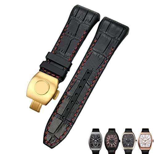 FNDWJ Uhrenarmband für Franck Muller, 28 mm, Rindsleder, Silikon, Nylon-Gummi, Faltschnalle, Uhrenarmbänder für Herren, 28mm, Achat von FNDWJ