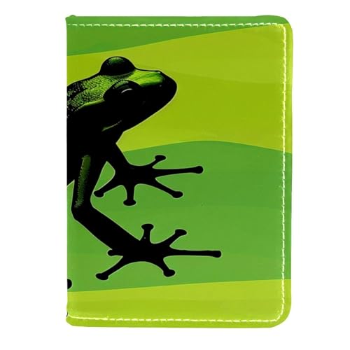 FNETJXF Reisepasshülle, Brieftasche, Kunstleder, Reisepasshülle, niedliche Reisepasshülle für Damen/Herren, grüne Frosch-Tier-Silhouette, Muster 1221, 11.5x16.5cm/4.5x6.5 in von FNETJXF