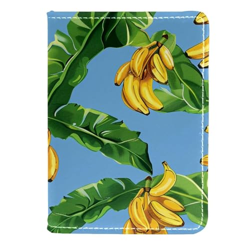 FNETJXF Reisepasshülle, Brieftasche, Reisepasshülle, Reise-Essentials für Damen und Herren, moderne Cartoon-tropische Pflanze, Bananenblätter, Muster 2830, 11.5x16.5cm/4.5x6.5 in von FNETJXF