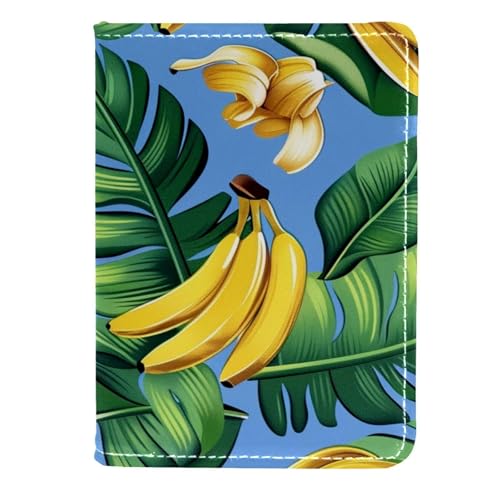 FNETJXF Reisepasshülle, Brieftasche, Reisepasshülle, Reise-Essentials für Damen und Herren, moderne Cartoon-tropische Pflanze, Bananenblätter, Muster 2831, 11.5x16.5cm/4.5x6.5 in von FNETJXF