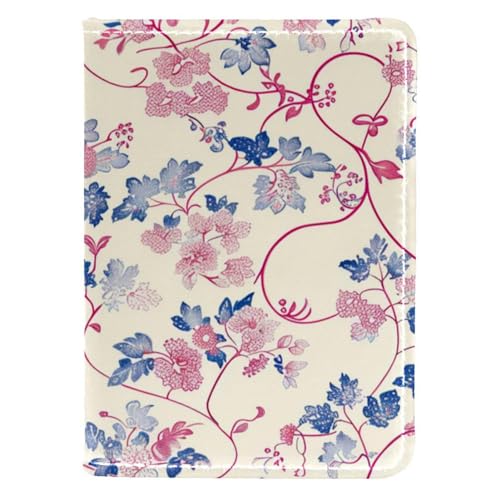 FNETJXF Reisepasshülle, Brieftaschen-Hülle für Damen und Herren, Reisepasshülle, Reisepassbuch, pastorable Blume, weiß, Blumenmuster, Vintage, Muster 4395, 10x14cm/4x5.5 in von FNETJXF