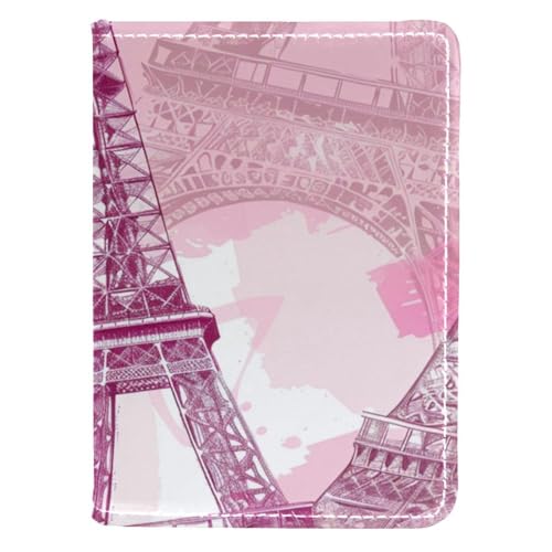 FNETJXF Reisepasshülle, Kunstleder Reisepasshülle, Reiseutensilien für Damen und Herren, Paris Cartoon Eiffelturm Muster, Muster: 4228, 10x14cm/4x5.5 in von FNETJXF