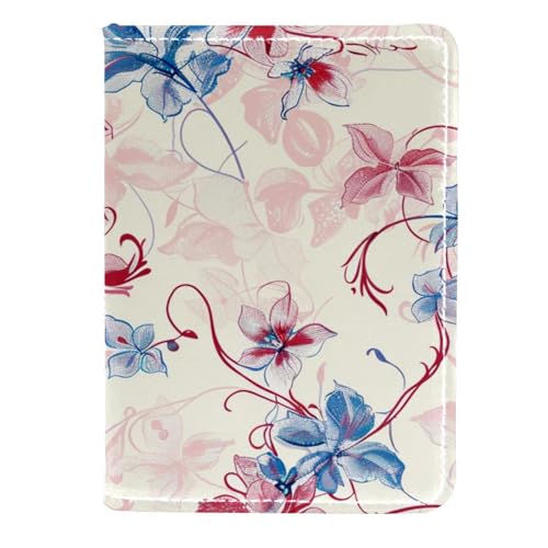 FNETJXF Reisepasshülle, PU-Leder, niedliche Reisepasshülle für Damen/Herren, pastorable Hortensie Rosa Blau Floral Vintage, Muster 4399, 11.5x16.5cm/4.5x6.5 in von FNETJXF