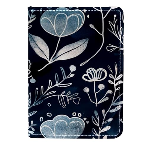 FNETJXF Reisepasshülle, Reisepasshülle, Reiseutensilien für Damen und Herren, marineblau, Vintage-Blumenmuster, Muster 3600, 11.5x16.5cm/4.5x6.5 in von FNETJXF