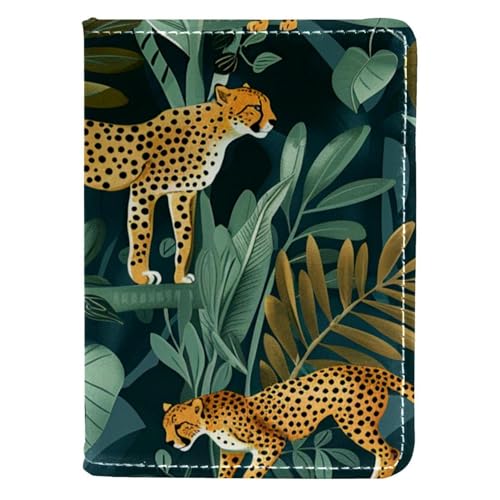 FNETJXF Reisepasshülle, Reisezubehör für Damen und Herren, moderner Cartoon, tropischer Dschungel, Tier, Leopard, Muster 2826, 10x14cm/4x5.5 in von FNETJXF