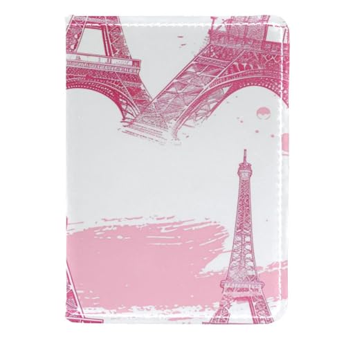 FNETJXF Reisepasshülle für Damen und Herren, Reisepasshülle, Reisepasshülle, Reisepasshülle für Herren, Paris Pink Eiffelturm Muster, Muster 4232, 11.5x16.5cm/4.5x6.5 in von FNETJXF