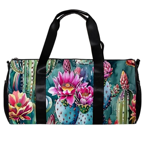 Sporttasche für Damen, Seesack, Sporttasche, Wochenendtasche, mexikanische grüne Pflanze, Kaktus, modern, Muster 3786, 45x23x23cm(17.7x9x9in) von FNETJXF