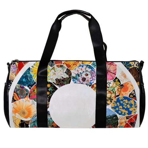 Turnbeutel, Seesack, Damen-Sporttasche, Wochenendtasche, Übernachtungstasche, Patchwork, grünes Gittermuster, kariert, Muster 6745, 45x23x23cm(17.7x9x9in) von FNETJXF