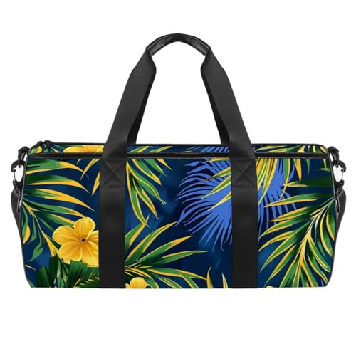 Turnbeutel, Sporttasche, Workout-Tasche, Tragetasche für Reisen, Workout, moderne tropische Pflanze Blume Palmblatt, Muster 4715, 45x23x23cm(17.7x9x9in) von FNETJXF