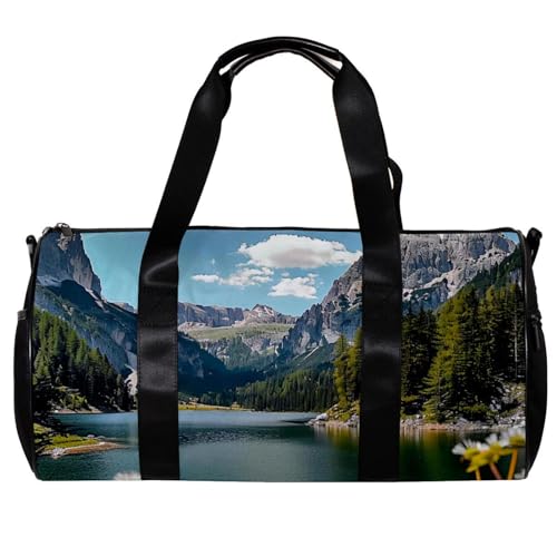 Turnbeutel für Damen, Herren, Turnbeutel für Damen, Wochenendtasche, Landschaft, See, Berg, Wald, Muster 2671, 45x23x23cm(17.7x9x9in) von FNETJXF