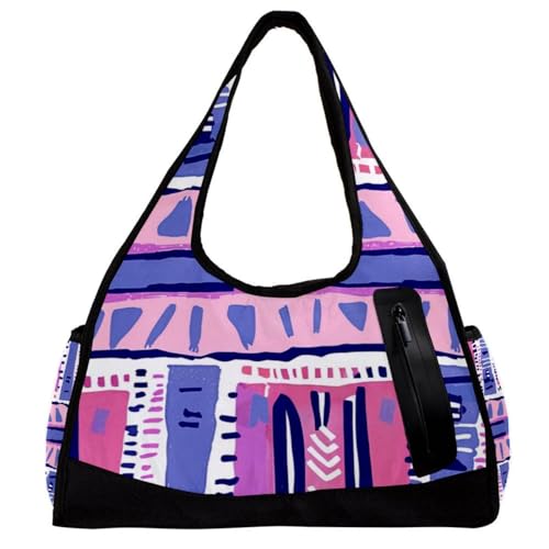 Turnbeutel für Damen, Turnbeutel für Männer, Gym Duffle Bag, Travel Duffel Bag für Flugzeug, Geometrisches Muster, Tropische Blätter, Modern, Muster 1553, 47x16.5x27cm(18.5x6.5x10.6in) von FNETJXF