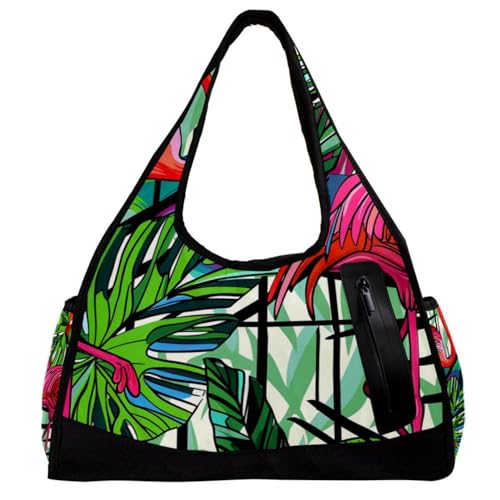 Turnbeutel für Herren, Reisetasche, Reisetasche, Reisetasche, Reisetasche, Flugzeug, Palmblatt, Flamingo, tropisch, modern, kariert, Muster 6296, 47x16.5x27cm(18.5x6.5x10.6in) von FNETJXF