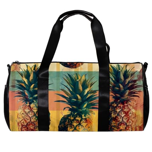 Turnbeutel für Herren, Sporttasche, Sporttasche, Schwimmen, Frucht-Ananas-Streifen, Muster 1410, 45x23x23cm(17.7x9x9in) von FNETJXF