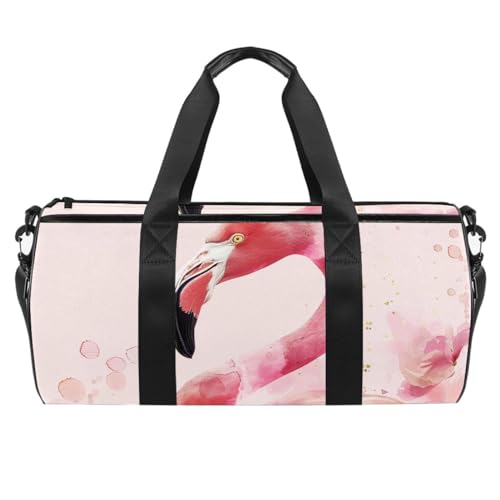 Turnbeutel für Herren, Sporttasche, Workout-Tasche, Reise-Yoga-Tasche für Training, Flamingo, Rosa, Blau, Muster 980, 45x23x23cm(17.7x9x9in) von FNETJXF