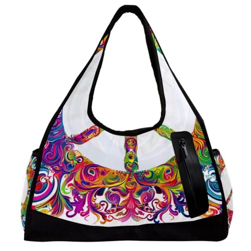 Turnbeutel für Herren, Sporttasche, Workout-Tasche, Reisetasche, Yoga, Seesack für Training, Patchwork, kariert, Blume, Rosa, Grün, modern, hübsch, Muster 6780, 47x16.5x27cm(18.5x6.5x10.6in) von FNETJXF