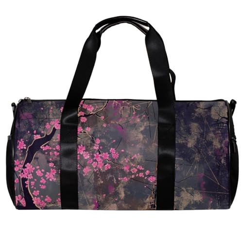 Turnbeutel für Herren, Turnbeutel für Herren, Workout-Tasche, Reisetasche, Yoga, Duffel Bag für Training, Palmblatt, Flamingo, tropisch, modern, kariert, Muster 6286, 45x23x23cm(17.7x9x9in) von FNETJXF