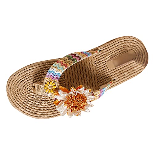 Bequeme Flip Flops Damen Leichte Sommer Slipper Schöne Blümchen Boho Zehentrenner#32 von FNKDOR