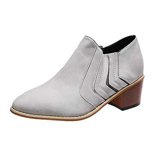 Booties Stiefeletten Damen Chunky Damenmode Stiefel Lässige römische Lederschuhe Fersen Knöchelkurze Damenstiefel von FNKDOR