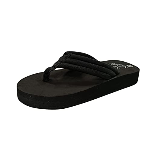 Damen Flach Memory Foam Flip Flops Satintuch Badelatschen Casual Bequem Zehentrenner Hausschuhe Slipper (Black, 39) von FNKDOR