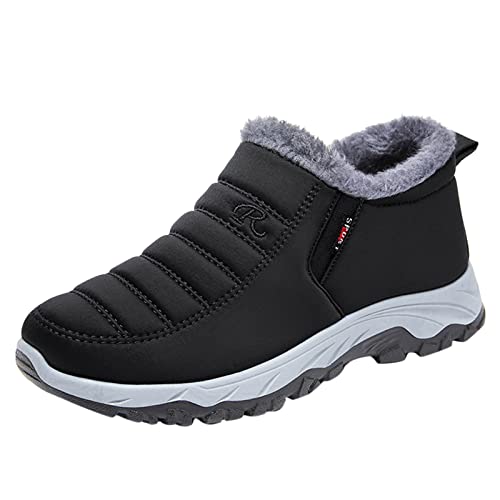 FNKDOR 2022 Mode Winter Herren Schneestiefel Flacher Boden rutschfest wasserdicht einfarbig warm und bequem von FNKDOR