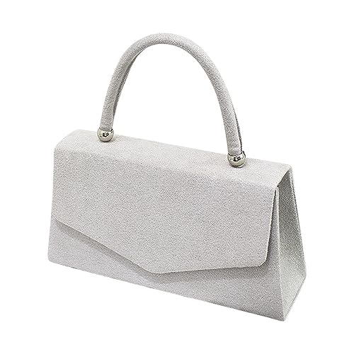 FNKDOR 2023 Clutches Damen Abendtasche Schlicht Wildledertaschen Handtaschen (Grey, One Size) von FNKDOR