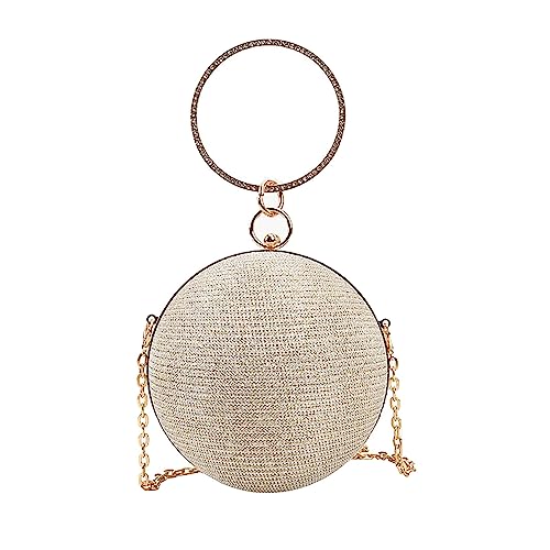 FNKDOR 2023 Clutches Damen Lustig Kugelförmige Abendtasche mit Metallic Schulterriemen (Gold, One Size) von FNKDOR
