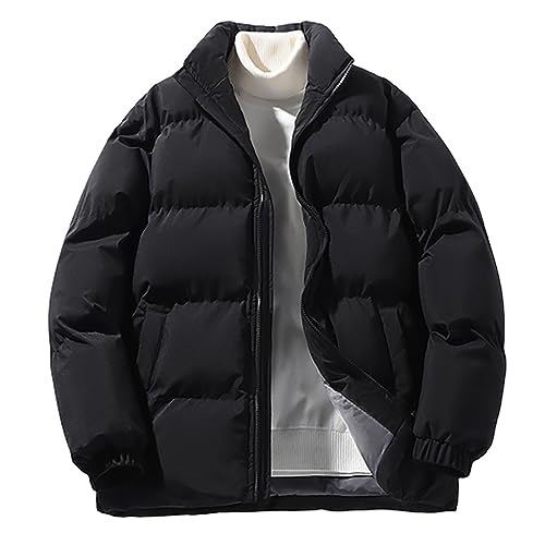 FNKDOR 2023 Neu Winterjacke Damen Stehkragen Dicker Große Größen Steppjacke Baumwolljacke Daunenjacke (Black, L) von FNKDOR