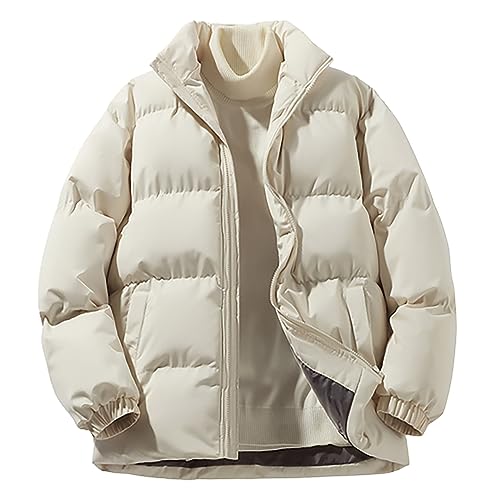 FNKDOR 2023 Neu Winterjacke Damen Stehkragen Dicker Große Größen Steppjacke Baumwolljacke Daunenjacke (White, XXXXL) von FNKDOR