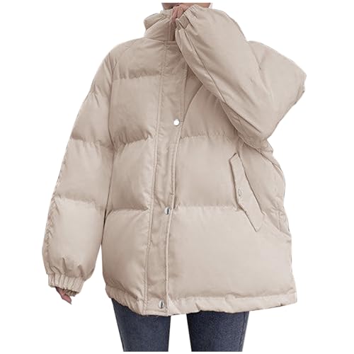 FNKDOR 2023 Winterjacke Damen Leichte Große Größen Warm Stehkragen Daunenmantel Steppjacke (White, XL) von FNKDOR