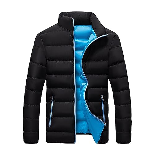 FNKDOR 2023 Winterjacke Herren Zip up Stehkragen Steppjacke Daunenjacke Slim fit Baumwolljacke Outdoorjacke (Blue, L) von FNKDOR