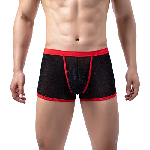 FNKDOR 2024 Boxershorts Herren Durchsichtige Hauchdünn Engen Atmungsaktive Bequeme Stretch Unterhosen (Black, L) von FNKDOR