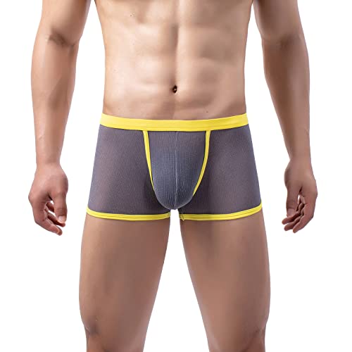 FNKDOR 2024 Boxershorts Herren Durchsichtige Hauchdünn Engen Atmungsaktive Bequeme Stretch Unterhosen (Grey, M) von FNKDOR