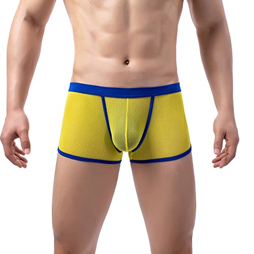 FNKDOR 2024 Boxershorts Herren Durchsichtige Hauchdünn Engen Atmungsaktive Bequeme Stretch Unterhosen (Yellow, S) von FNKDOR