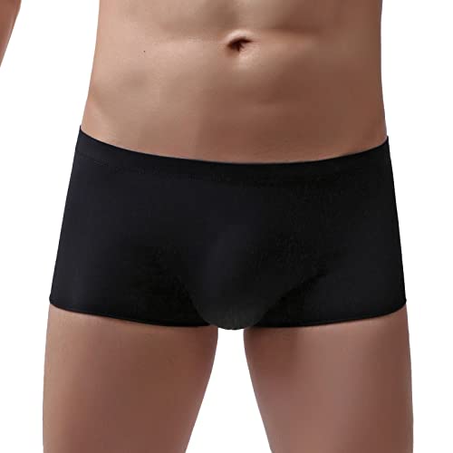 FNKDOR 2024 Boxershorts Herren Eisseide Stretch Hauchdünn Ohne Naht Low Rise Atmungsaktive Bequeme Unterhosen (Black, L) von FNKDOR